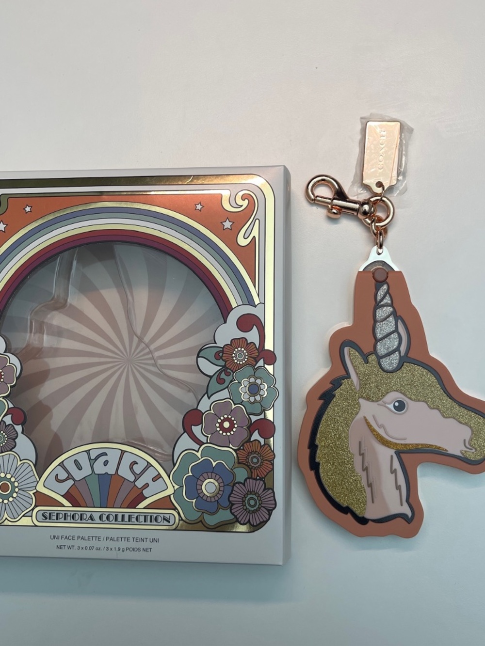 NEW OpenBox Coach X Sephora Collection UNI Face Palette Unicorn Bag Charm